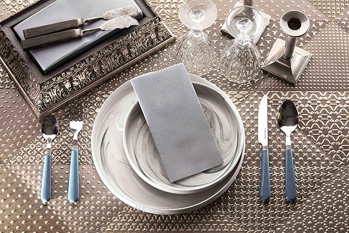 Gray Napkins | Linen Feel Guest Disposable Cloth Like Paper Lunch Napkin | Hand Towels | Soft, Absorbent, Paper Hand Napkins for Kitchen, Bathroom, Parties, Weddings, Dinners Or Events | 50 Pack