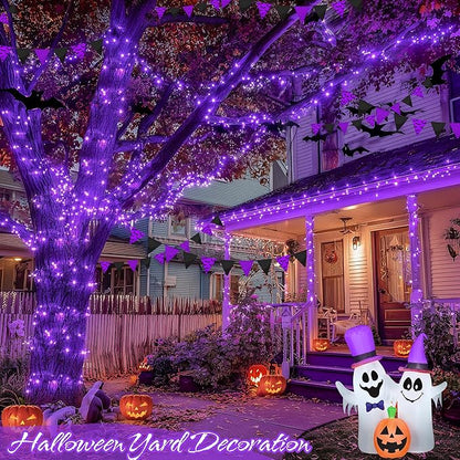 JMEXSUSS 200 LED 66ft Purple Christmas Lights, Connectable Purple String Lights Plug in, 8 Modes Outdoor Christmas Light for Tree Outside Indoor Patio Party Ceiling Room Xmas Decor