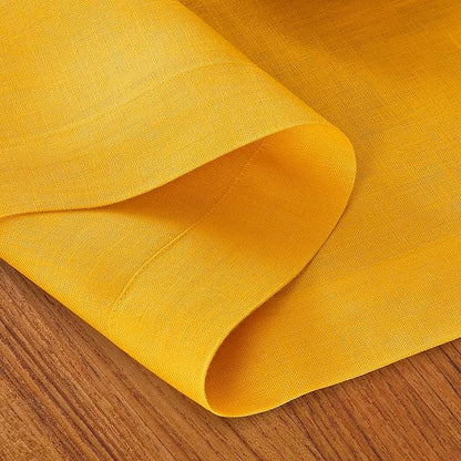 D'Moksha Homes Linen Table Runner 54 Inches - 100% Pure Linen Sunflower Yellow Table Runner 14 x 54 Inch for Dresser, Coffee Tables, Winter, Christmas, Holiday - Machine Washable