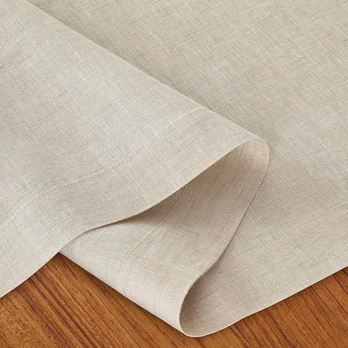 D'Moksha Homes Linen Table Runner 48 Inches - 100% Pure Linen Light Natural Table Runner 14 x 48 Inch for Coffee Tables, Dresser, Winter, Christmas, Holiday - Machine Washable