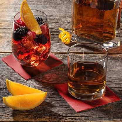 AH AMERICAN HOMESTEAD Paper Cocktail Napkins - Linen-Like Disposable Beverage Bar Napkins 4.75" x 4.75" - Bulk Square Napkins - Ideal for Party or Wedding (Burgundy -100 Count)