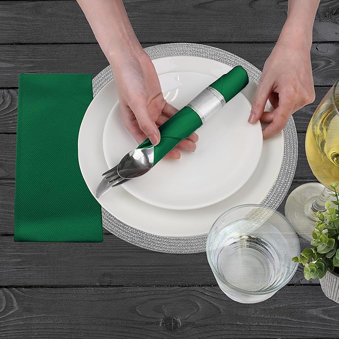 AMERICAN HOMESTEAD Paper Napkins - Green Disposable Linen-Like Dinner Napkins - Restaurant-Quality Table Serviettes for Weddings, Parties, and Events - 15.75" x 15.75" - 50 Count
