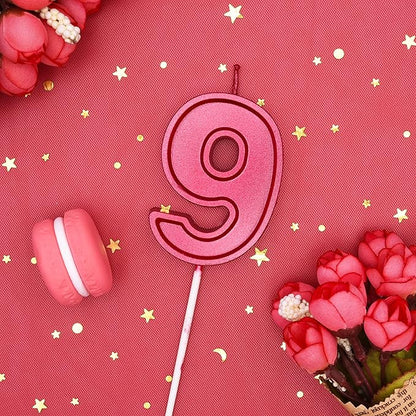 PHD CAKE 2.76 Inch Luxe Red 9 Number Birthday Candles, Red Number Candle, Cake Number Candles, Party Celebration