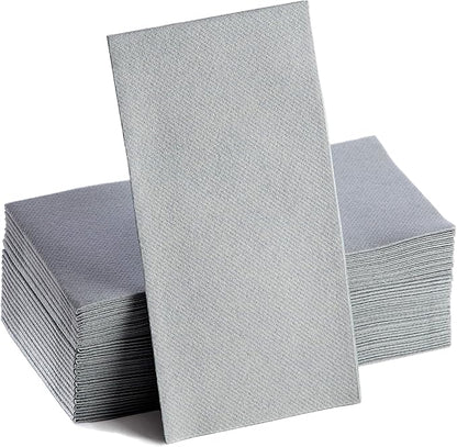 Gray Napkins | Linen Feel Guest Disposable Cloth Like Paper Lunch Napkin | Hand Towels | Soft, Absorbent, Paper Hand Napkins for Kitchen, Bathroom, Parties, Weddings, Dinners Or Events | 50 Pack