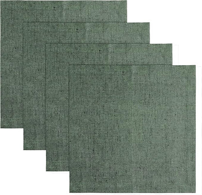 Solino Home Linen Square Placemats Set of 4 - Forest Green Placemats 14 x 14 Inch - 100% Pure Linen Table Mats for Fall, Autumn, Thanksgiving, Christmas, Winter - Athena