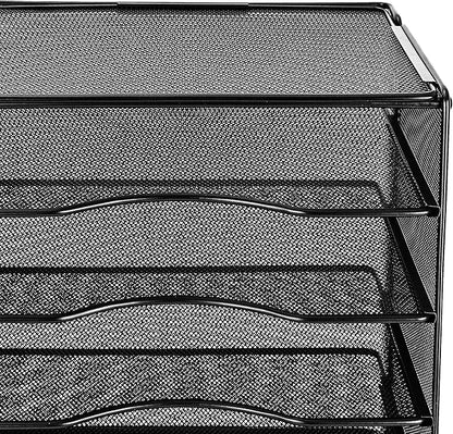 Amazon Basics 5-Tier Mesh Desk Organizer, File Holder, Paper Sorter for Office Supplies, Mail, Documents, 13.6 x 9.5 x 12.8 inches, Black