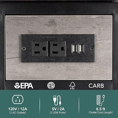 Yoobure End Table with Charging Station, Flip Top Side Table with USB Ports and Outlets, Sofa Couch Table Bedside Table for Living Room Bedroom, Narrow Nightstand with Shelves for Small Space Gray