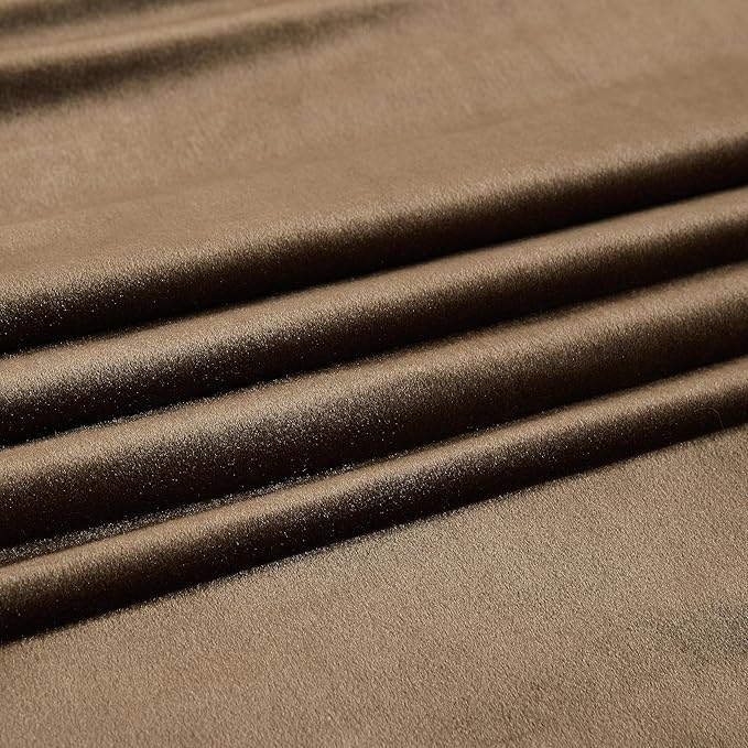 PRIMROSE Brown Velvet Curtains 120 inch Long for Living Room,Set of 2 Panels Blackout Rod Pocket Back Tab Window Treatment Room Darkening Heavy Decorative Curtains Drapes for Bedroom