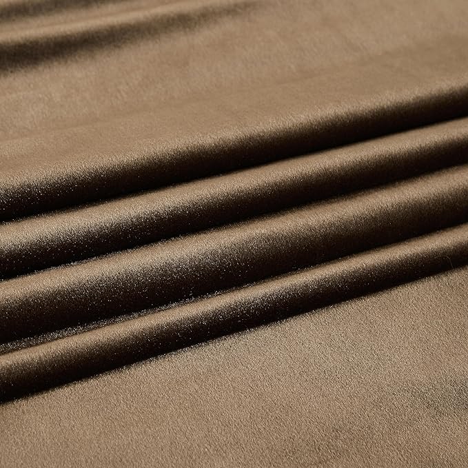 PRIMROSE Brown Velvet Curtains 90 inch Long for Living Room,Set of 2 Panels Blackout Rod Pocket Back Tab Window Treatment Room Darkening Heavy Decorative Curtains Drapes for Bedroom