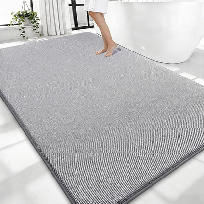 OLANLY Thick Memory Foam Bath Mat Rug 70x46, Extra Soft Absorbent Bathroom Rug, Quick Dry Bath Mats, Non-Slip, Machine Washable Carpet for Bathroom, Tub and Shower, Home Decor Accessories, Grey
