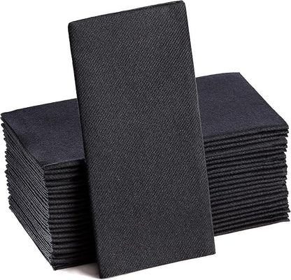 Black Paper Napkins | Linen Feel Guest Disposable Cloth Like Dinner Napkins | Hand Towels | Soft, Absorbent, Paper Hand Napkins for Kitchen, Bathroom, Parties, Weddings, Dinners Or Events | 50 Pack