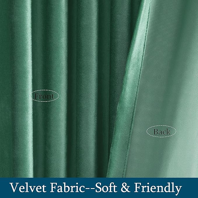 PRIMROSE Velvet Curtains 108 inch Long for Living Room,Set of 2 Panels Turquoise Aqua Blackout Rod Pocket Back Tab Window Treatment Room Darkening Heavy Decorative Curtains Drapes for Bedroom