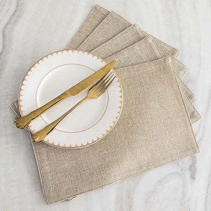 Home Brilliant Placemats Set of 4 Heat Resistant Dining Table Place Mats Plate Mat Cloth Placemats Spring Kitchen Table Mats Indoor Outdoor Dinner, Light Linen