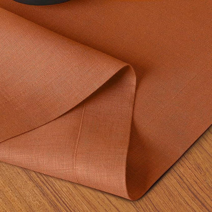 D'Moksha Homes Linen Rust Table Runner 36 Inches - 100% Pure Linen Small Table Runner 14 x 36 Inch for Dresser, Coffee Tables, Winter, Christmas, Holiday-Machine Washable