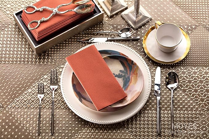50 Pack - Terracotta Napkins | Linen Feel Guest Disposable Cloth Like Paper Dinner Napkins | Hand Towels | Soft, Absorbent, Paper Hand Napkins for Kitchen,Parties,Weddings,Dinners Or Events