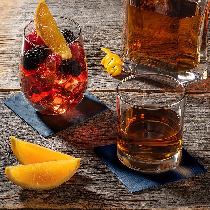 AMERICAN HOMESTEAD Navy Cocktail Napkins - Premium 4.75"x4.75" Disposable Linen-Like Beverage Napkins - Bulk Square Party Bar Serviettes for Weddings, Parties, Events, and Daily Use - 100 Count