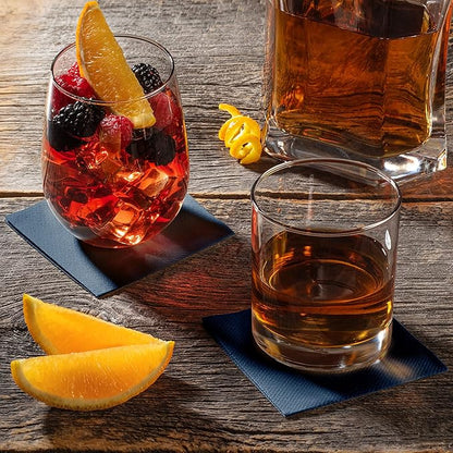AMERICAN HOMESTEAD Navy Cocktail Napkins - Premium 4.75"x4.75" Disposable Linen-Like Beverage Napkins - Bulk Square Party Bar Serviettes for Weddings, Parties, Events, and Daily Use - 100 Count