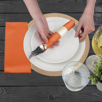 AMERICAN HOMESTEAD Paper Napkins - Terracotta Disposable Linen-Like Dinner Napkins - Restaurant-Quality Table Serviettes for Weddings, Parties, and Events - 15.75" x 15.75" - 50 Count
