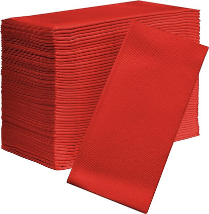 AMERICAN HOMESTEAD Paper Napkins - Red Disposable Linen-Like Dinner Napkins - Restaurant-Quality Table Serviettes for Weddings, Parties, and Events - 15.75" x 15.75" - 50 Count