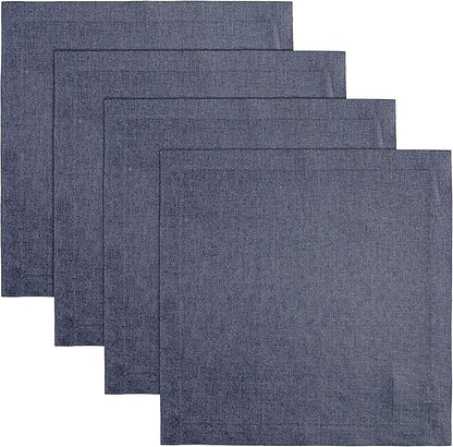 Solino Home Navy Blue Placemats Set of 4 - 100% Pure Linen Placemats 14 x 14 Inch for Fall, Autumn, Winter - Fete