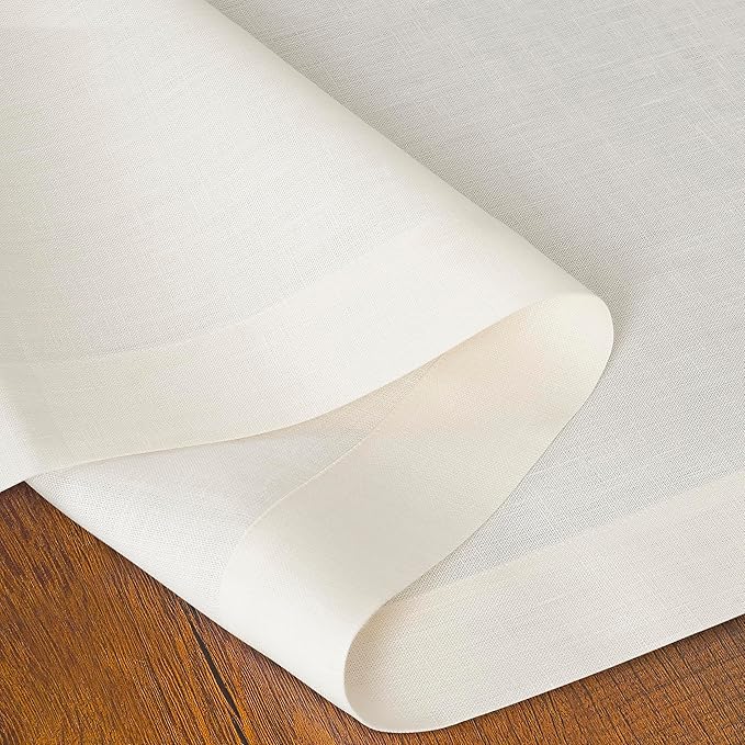 D'Moksha Homes Linen Ivory Table Runner 72 Inches Long - 100% Pure Linen 14 x 72 Inch Table Runner for Dining, Winter, Christmas, Holiday - Machine Washable
