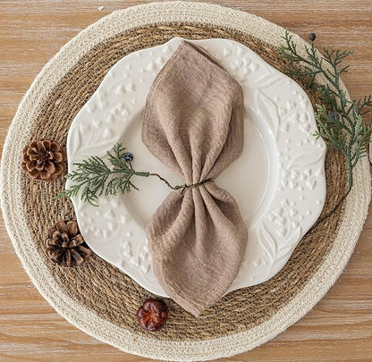 Cheesecloth Napkins 17x17 Inches Reusable Handmade Washable Table Napkins for Lunch Dinner Wedding Baby Shower Bridal Shower Party Rustic Boho Decorations Bulk Set of 6 Nude
