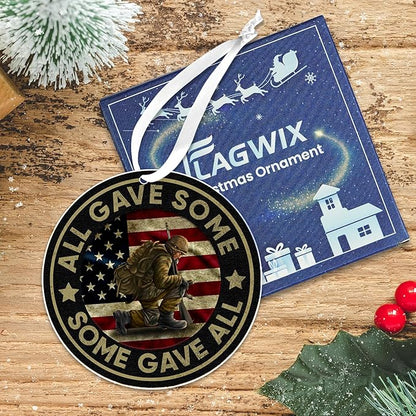 FLAGWIX Christmas Veteran Gifts for Men Women - Acrylic Christmas Ornaments 2025 for Tree Decorations - Army Gifts for Men Dad Grandpa Veterans, Patriotic Christmas Ornaments, Veterans Day Gift