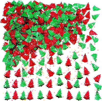 Merry Christmas Party Confetti - Christmas Tree Foil Metallic Sequins Table Confetti New Years Eve Celebration Wedding Santa Xmas Party Sprinkles Confetti Decorations, 60g