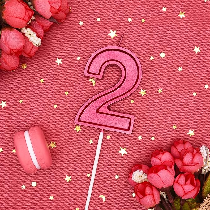PHD CAKE 2.76 Inch Luxe Red 2 Number Birthday Candles, Red Number Candle, Cake Number Candles, Party Celebration