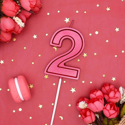 PHD CAKE 2.76 Inch Luxe Red 2 Number Birthday Candles, Red Number Candle, Cake Number Candles, Party Celebration