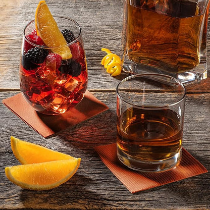 AMERICAN HOMESTEAD Terracotta Cocktail Napkins - Premium 4.75"x4.75" Disposable Linen-Like Beverage Napkins - Bulk Square Party Bar Serviettes for Weddings, Parties, Events, and Daily Use - 100 Count