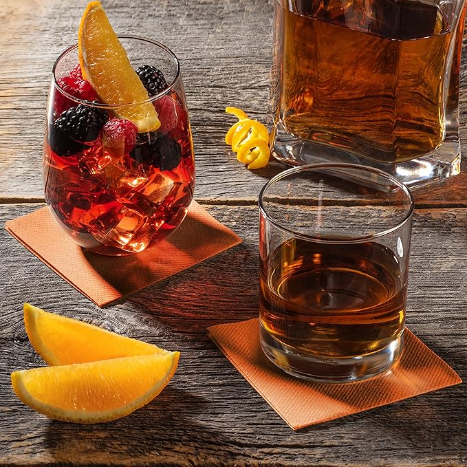 AMERICAN HOMESTEAD Peach Cocktail Napkins - Premium 4"x4" Disposable Linen-Like Beverage Napkins - Bulk Square Party Bar Serviettes for Weddings, Parties, Events, and Everyday Use - 100 Count
