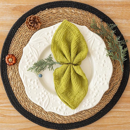 Cheesecloth Napkins 17x17 Inches Cloth Handmade Washable Reusable for Lunch Dinner Wedding Baby Bridal Shower Party Rustic Boho Decorations Bulk Set of 10 Moss Green