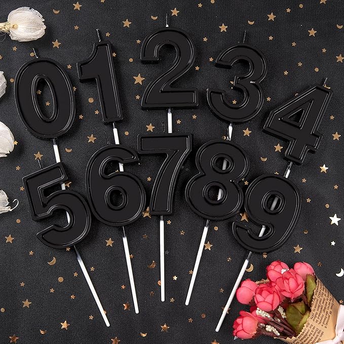 PHD CAKE 2.76 Inch Luxe Black 6 Number Birthday Candles, Black Number Candles, Cake Number Candles, Party Celebration