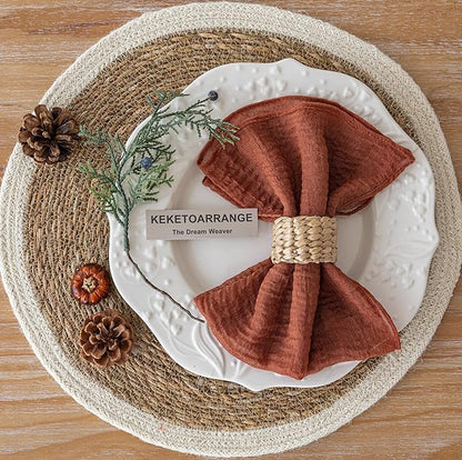 Cheesecloth Napkins 17x17 Inches Cloth Napkins Reusable Washable Handmade Napkins for Lunch Dinner Wedding Baby Bridal Shower Party Rustic Boho Decorations Bulk Set of 10 Terracotta