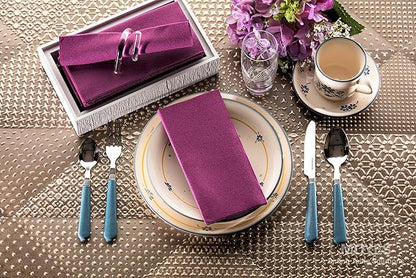 Purple Napkins | Linen Feel Guest Disposable Cloth Like Paper Dinner Napkins | Hand Towels | Soft, Absorbent, Paper Hand Napkins for Kitchen, Bathroom, Parties, Weddings, Dinners Or Events | 50 Pack