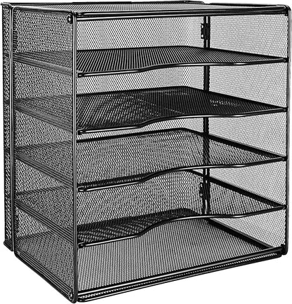 Amazon Basics 5-Tier Mesh Desk Organizer, File Holder, Paper Sorter for Office Supplies, Mail, Documents, 13.6 x 9.5 x 12.8 inches, Black