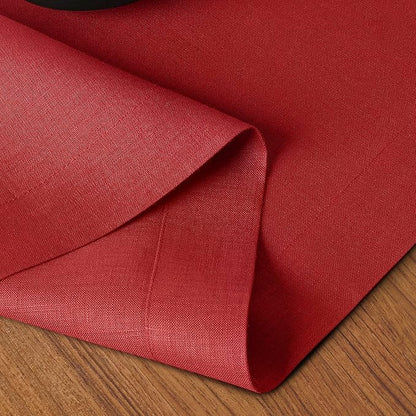 D'Moksha Homes Linen Bright Red Table Runner 120 Inches Long - 100% Pure Linen Dining Table Runner 14 x 120 Inch for Winter, Christmas, Holiday - Machine Washable