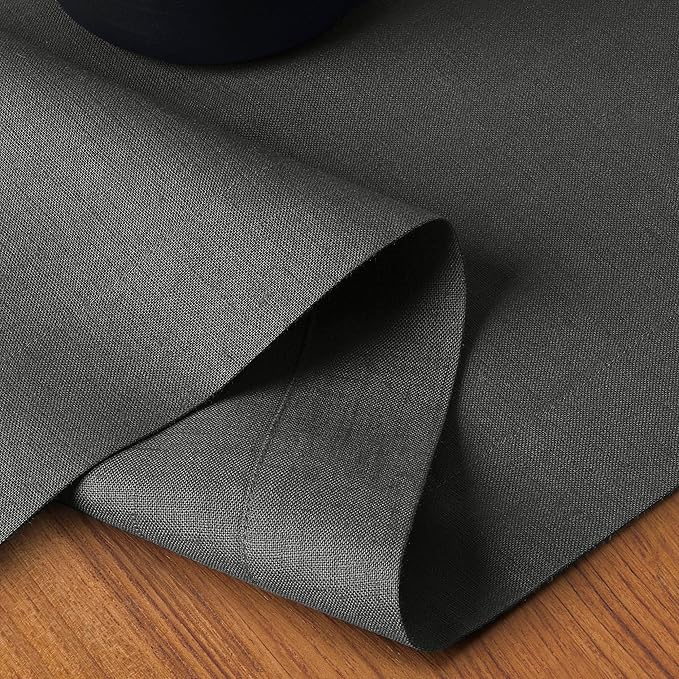 D'Moksha Homes Linen Table Runner 60 Inches - 100% Pure Linen Charcoal Grey Table Runner 14 x 60 Inch for Coffee Tables, Dresser, Winter, Christmas, Holiday - Machine Washable