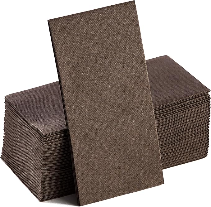 Brown Napkins | Linen Feel Guest Disposable Cloth Like Paper Dinner Napkins | Hand Towels | Soft, Absorbent, Paper Hand Napkins for Kitchen, Bathroom, Parties, Weddings, Dinners Or Events | 50 Pack