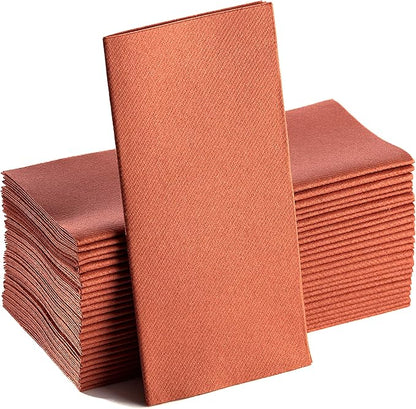50 Pack - Terracotta Napkins | Linen Feel Guest Disposable Cloth Like Paper Dinner Napkins | Hand Towels | Soft, Absorbent, Paper Hand Napkins for Kitchen,Parties,Weddings,Dinners Or Events