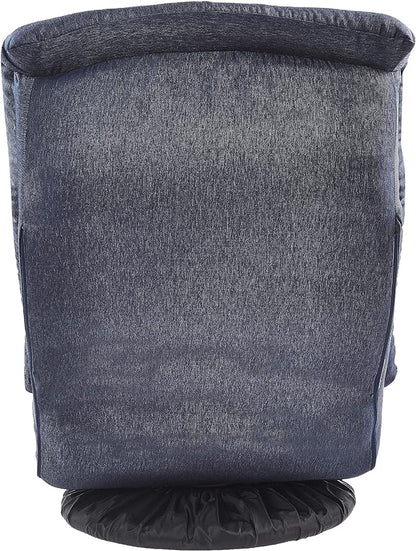Amazon Basics Swivel Foam Lounge Chair with Headrest, Adjustable Backrest, Floor-Compatible, Foldable, Gaming, 26.3"D x 23.5"W x 13.7"H, Denim Blue